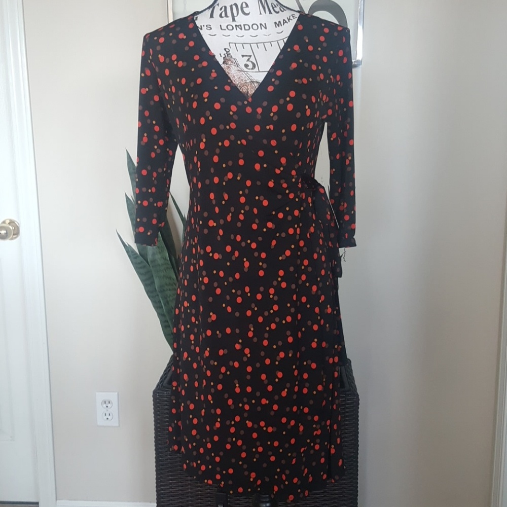 NWT - Surplice Wraparound belted Multi-Color Dots
